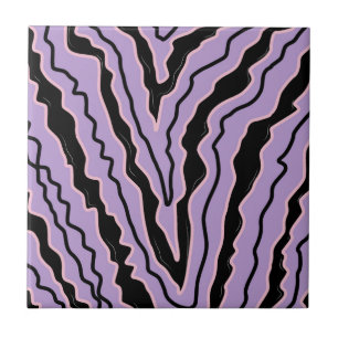 Abstract Black Purple Marble Stripe Bold Modern Ceramic Tile