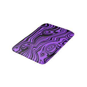 Abstract Black Purple Waves Bath Mat Choose Colour