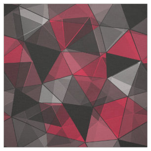 Abstract Black, red, grey geometric. Fabric