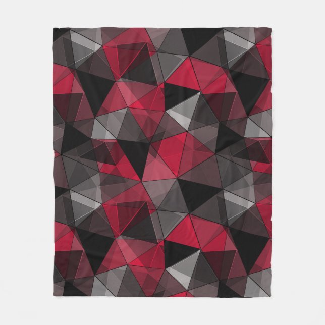 Abstract Black, red, grey geometric.  Fleece Blanket (Front)