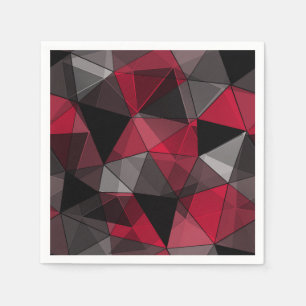 Abstract Black, red, grey geometric. Napkin