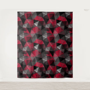 Abstract Black, red, grey geometric.  Tapestry