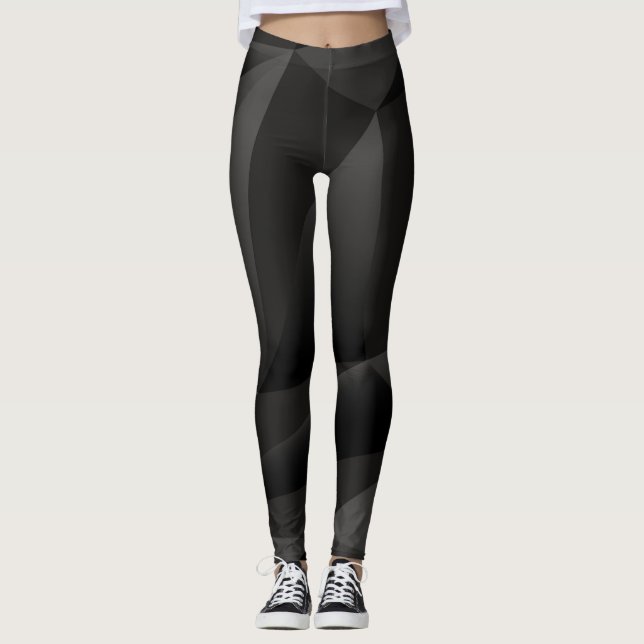 Abstract Black Shapes Leggings (Front)