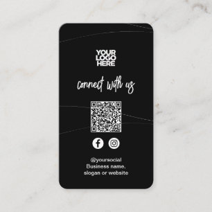 Abstract Black Social Media QR Code Business Card