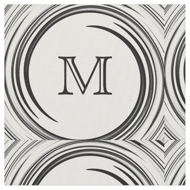 Abstract Black Swirl Monogram #2 Fabric (Close Up)