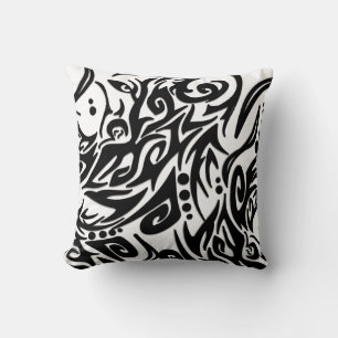 Abstract Black Tribal Cushion