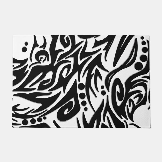 Abstract Black Tribal Doormat (Front)