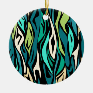 Abstract black turquoise ceramic ornament