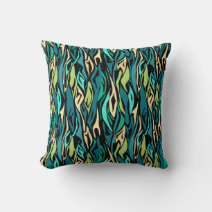 Abstract black turquoise cushion