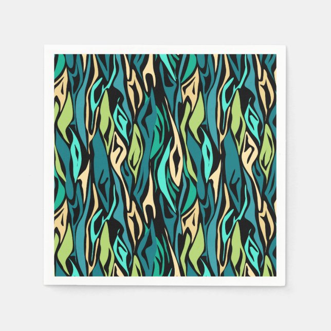 Abstract black turquoise napkin (Front)