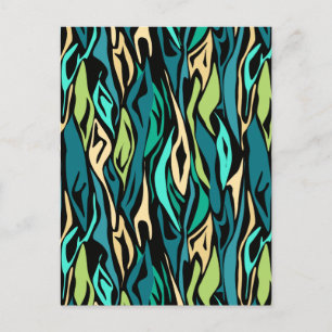 Abstract black turquoise postcard