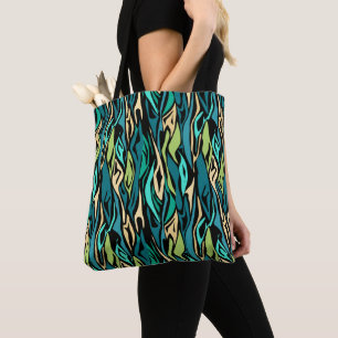 Abstract black turquoise tote bag
