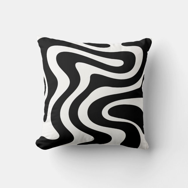 Abstract Black Wavy Lines Seamless Pattern  Cushion (Front)