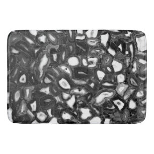 Abstract Black White agates geode  Bath Mat