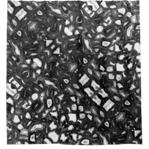 Abstract Black White agates geode  Shower Curtain
