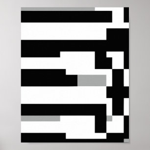 Abstract Black White and Gray Stripe Design Poster