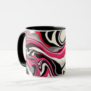 Abstract Black, White and Pink Fluid Art Mug
