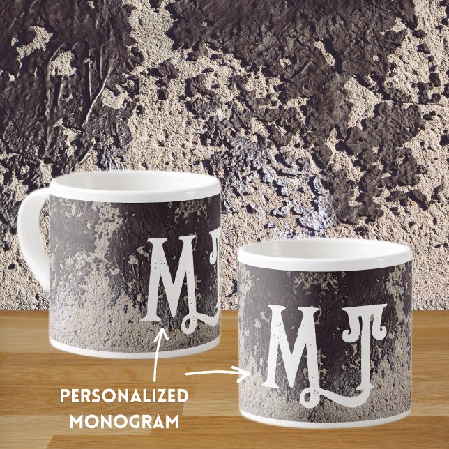 Abstract black & white (cracked wall) espresso cup (Creator Uploaded)