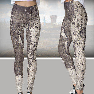 Abstract black & white (cracked wall) leggings