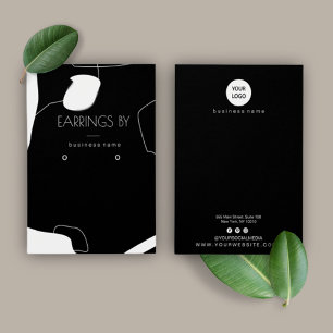 Abstract Black & White Earring Display Card Design