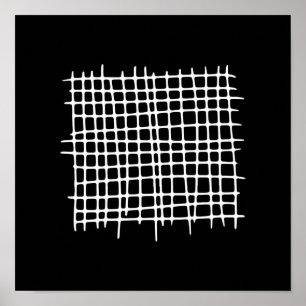 Abstract Black White Geometric Modern Grid Poster