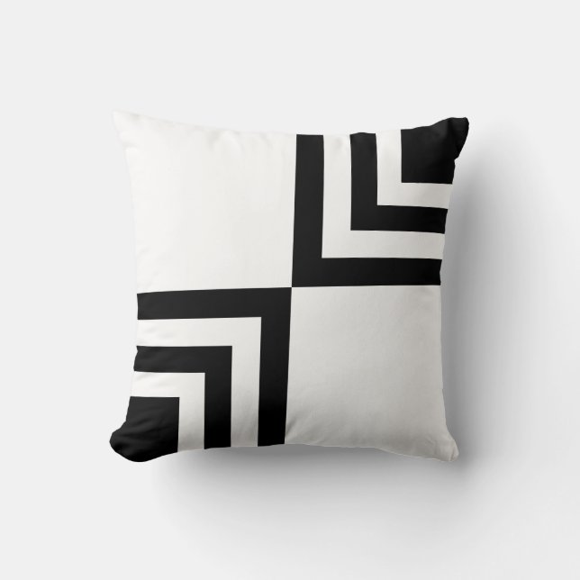 Abstract Black & White Geometric Shape Cushion (Front)