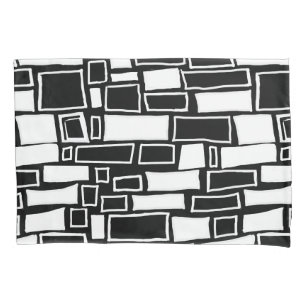 Abstract Black White Geometric Tile Pillowcase