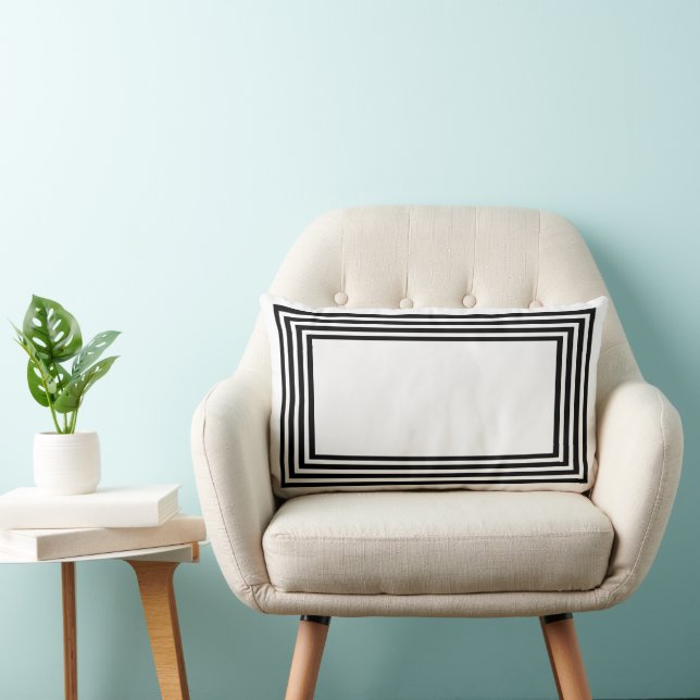 Abstract Black & White Geometrical  Lumbar Cushion (Chair)