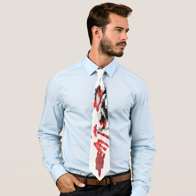 Abstract Black White Grey And Red Doodle Art Tie (Creator Uploaded)