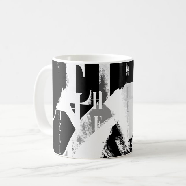 Abstract Black White Grey Coffee Mug (Front Left)