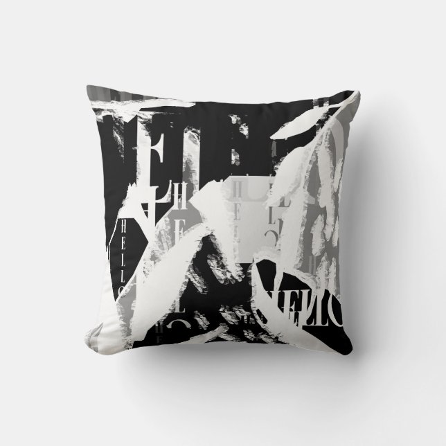 Abstract Black White Grey Cushion (Front)