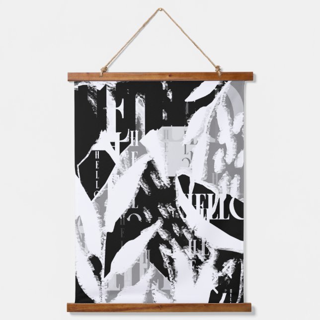 Abstract Black White Grey Hanging Tapestry (Front)