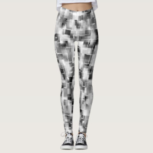 Abstract Black White Grey Leggings