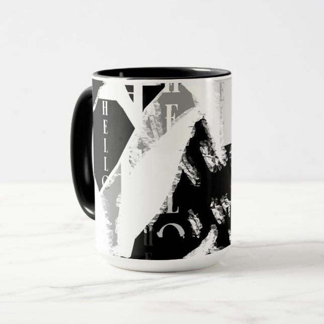 Abstract Black White Grey Mug (Front Left)