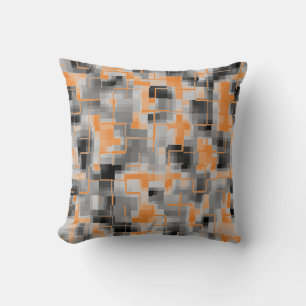 Abstract Black White Grey Orange Cushion