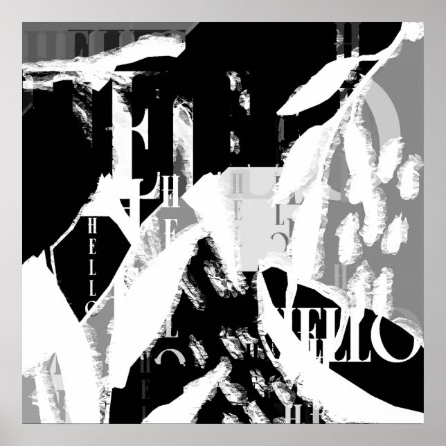 Abstract Black White Grey Poster (Front)