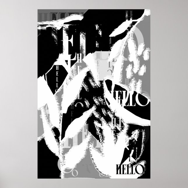 Abstract Black White Grey Poster (Front)