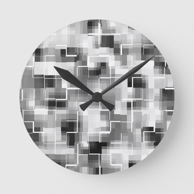 Abstract Black White Grey Round Clock (Front)