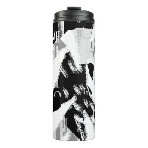Abstract Black White Grey Thermal Tumbler