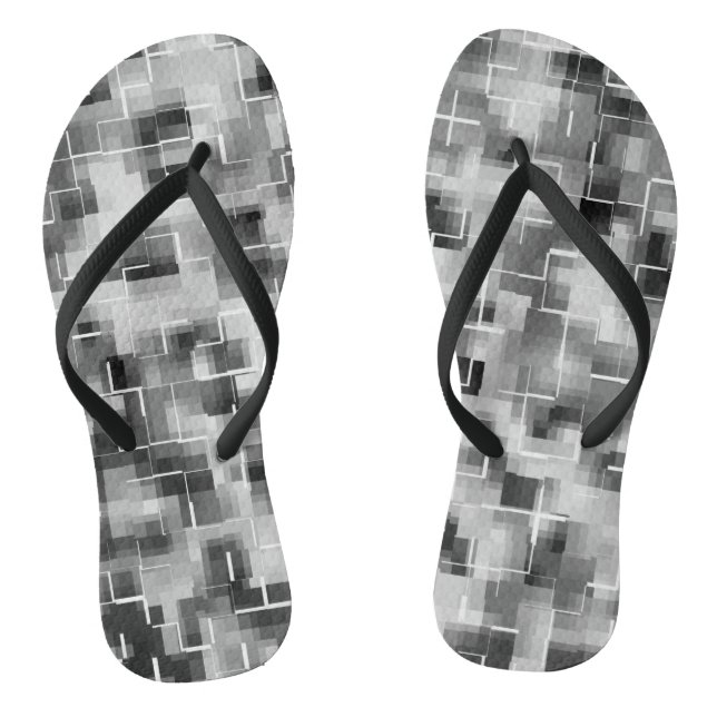 Abstract Black White Grey Thongs (Footbed)