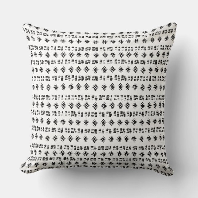 Abstract Black White Marks Cushion (Front)