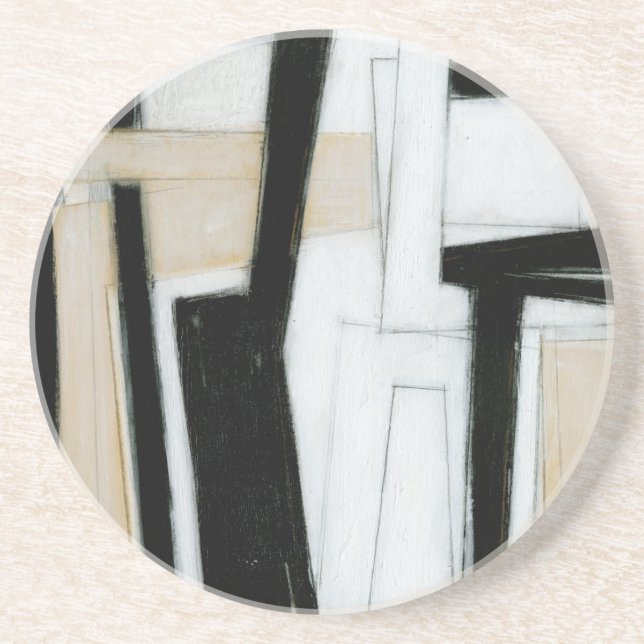 Abstract Black & White Painting Coaster (Front)