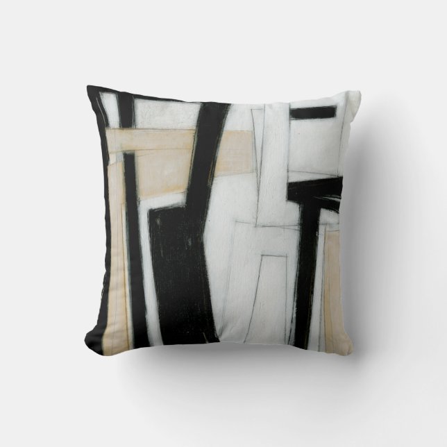 Abstract Black & White Painting Cushion (Front)