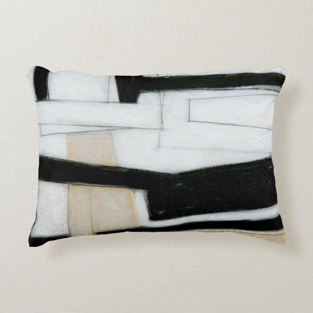 Abstract Black & White Painting Decorative Cushion (Front)