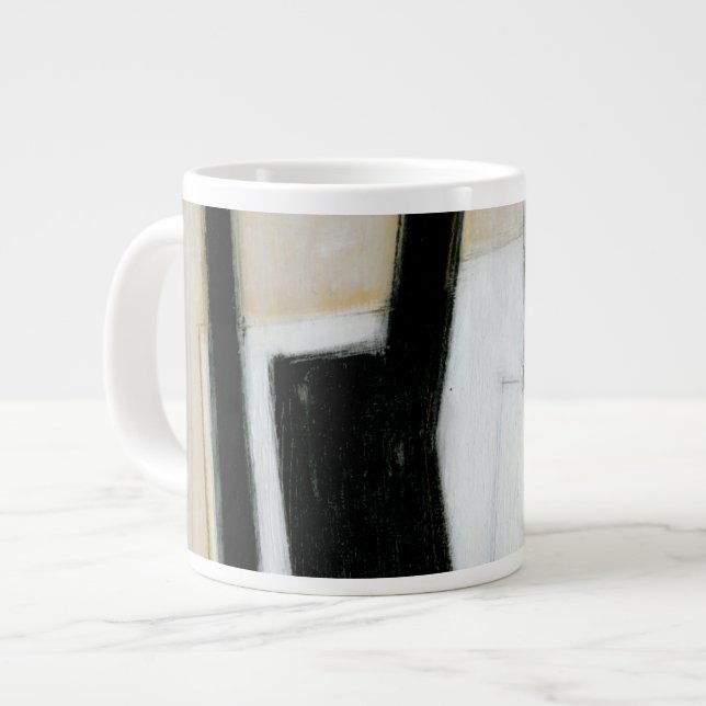 Abstract Black & White Painting Large Coffee Mug (Front Left)