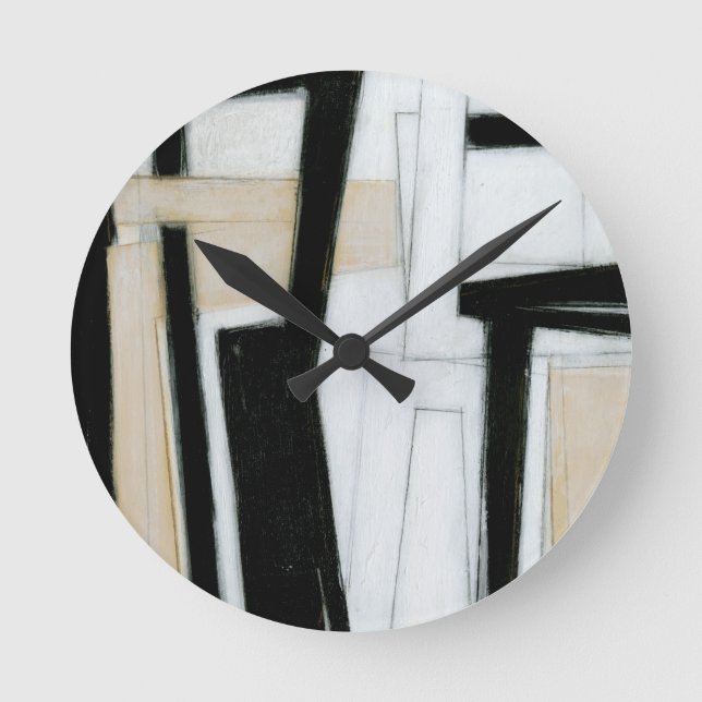 Abstract Black & White Painting Round Clock (Front)