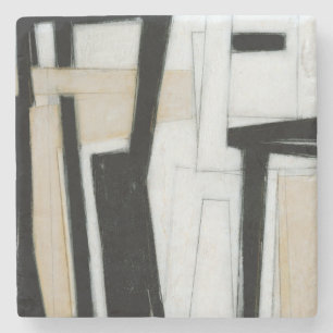 Abstract Black & White Painting Stone Coaster