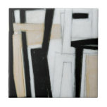 Abstract Black & White Painting Tile<br><div class="desc">Norman Wyatt created this subtle black and white abstract painting. The white of the piece makes the black stand out more than normal,  and the thick lines give the work a hectic feeling. Purchase one now!</div>