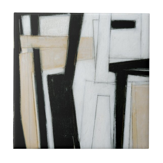 Abstract Black & White Painting Tile (Front)