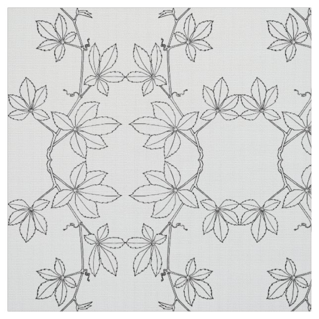 abstract black&white pattern with leaves. fabric (Swatch)
